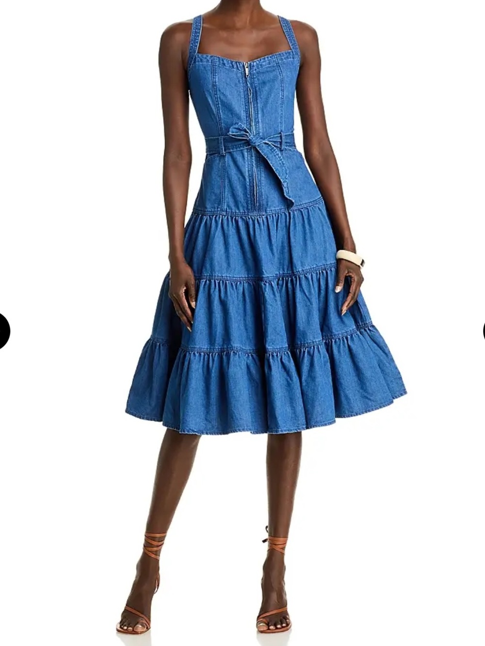 Aqua Blue Denim Tiered Dress